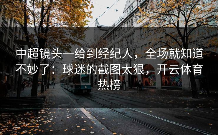 中超镜头一给到经纪人，全场就知道不妙了：球迷的截图太狠，开云体育热榜