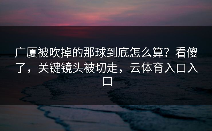 广厦被吹掉的那球到底怎么算？看傻了，关键镜头被切走，云体育入口入口
