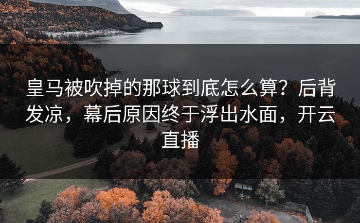 皇马被吹掉的那球到底怎么算？后背发凉，幕后原因终于浮出水面，开云直播