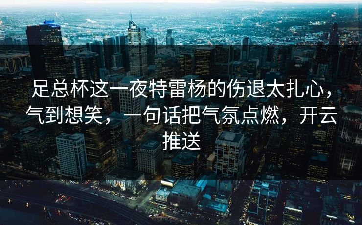 足总杯这一夜特雷杨的伤退太扎心，气到想笑，一句话把气氛点燃，开云推送
