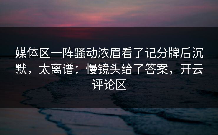 媒体区一阵骚动浓眉看了记分牌后沉默，太离谱：慢镜头给了答案，开云评论区